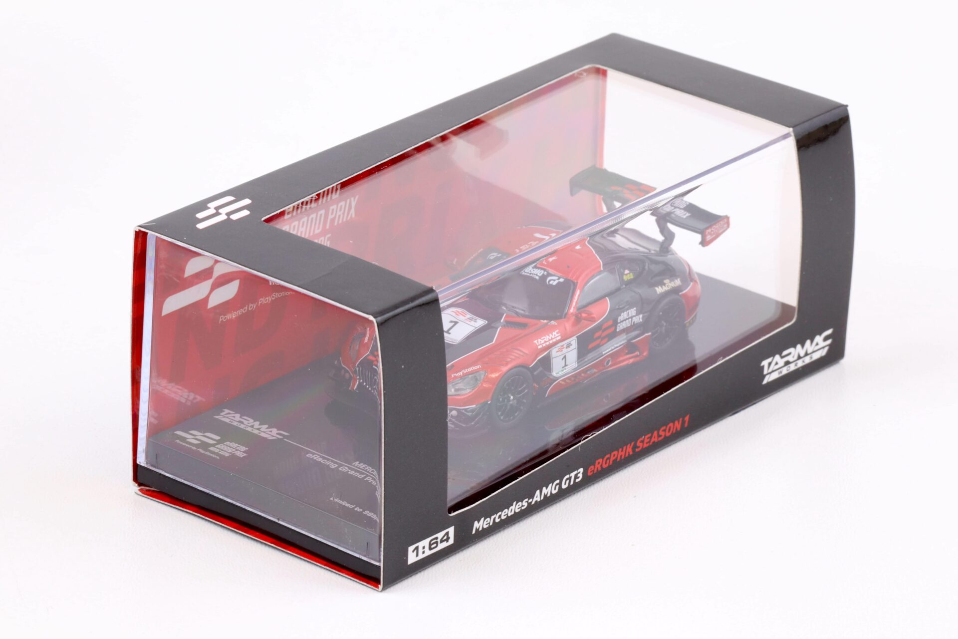 1:64 Tarmac Works Mercedes Benz AMG GT3 eRacing #1 Grand Prix Hong Kong eRGPHK Season 1 red/black