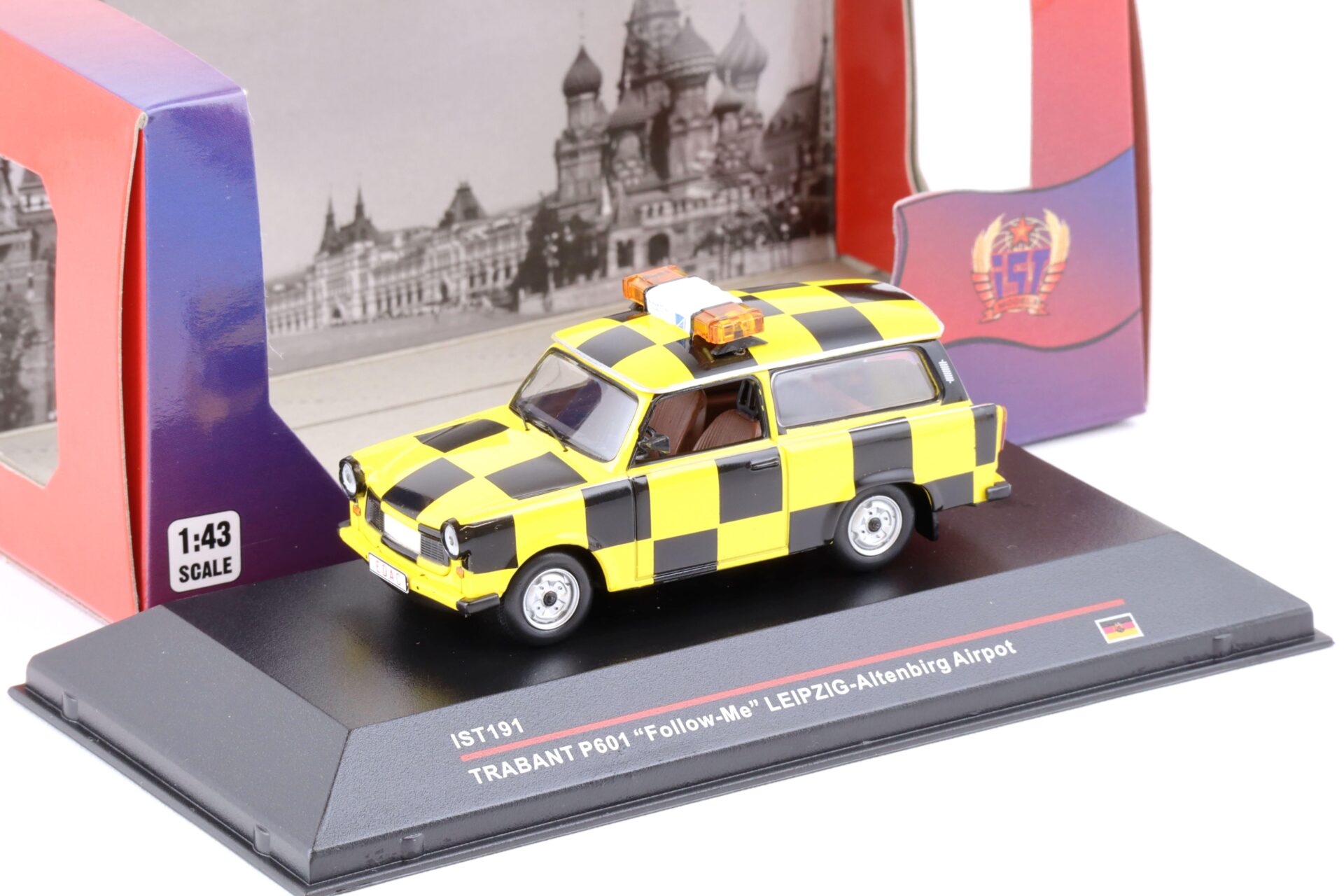 ID 73454 orig.jpg 1:43 IST Models Trabant P601 Follow-Me Leipzig-Altenburg Airport yellow / black