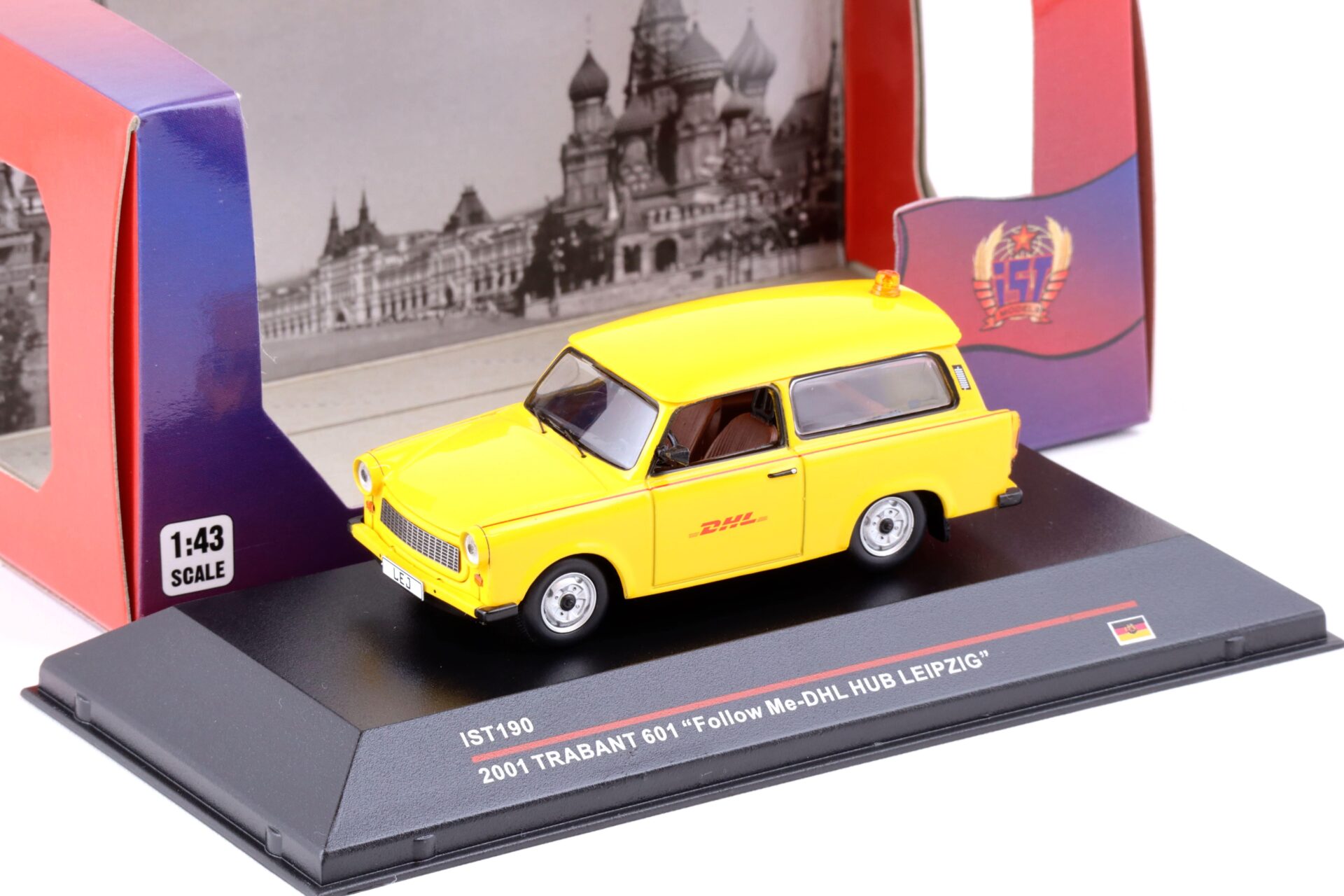 ID 73469 orig.jpg 1:43 IST Models 2001 Trabant 601 Follow-Me DHL Hub Leipzig yellow