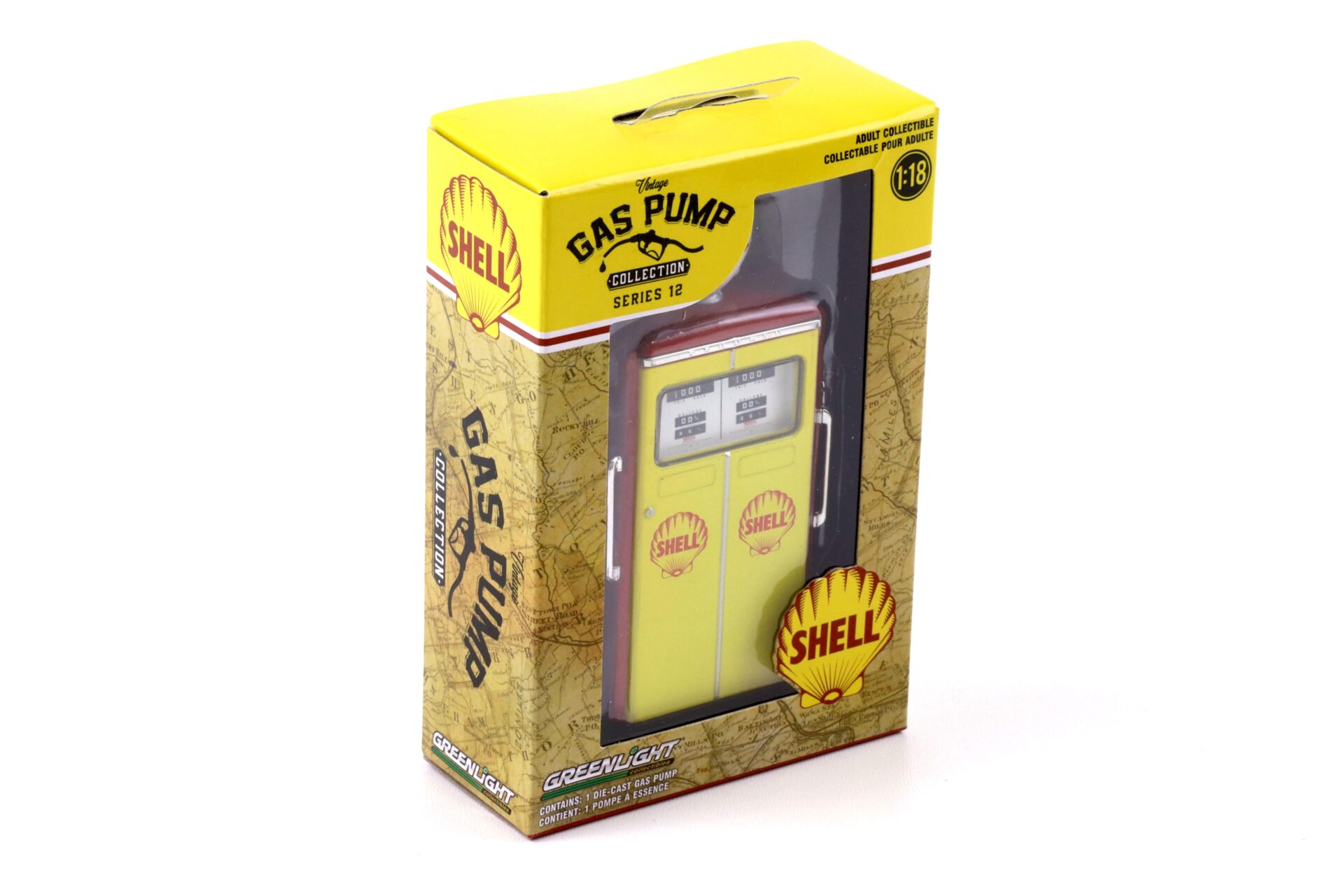 1:18 Greenlight 1954 Tokheim Twin Gas Pump Zapfsäule SHELL OIL yellow