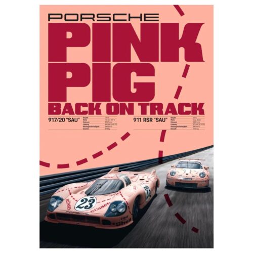 Original Porsche Poster Plakat-Set 2 Stück 917 Sau Pink Pig 50x70cm WAP DEALER
