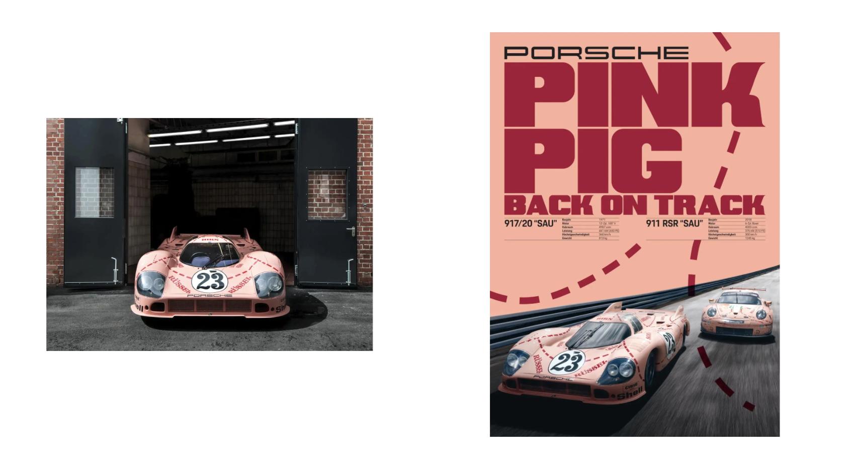 ID 74870 orig.jpg Original Porsche Poster Plakat-Set 2 Stück 917 Sau Pink Pig 50x70cm WAP DEALER