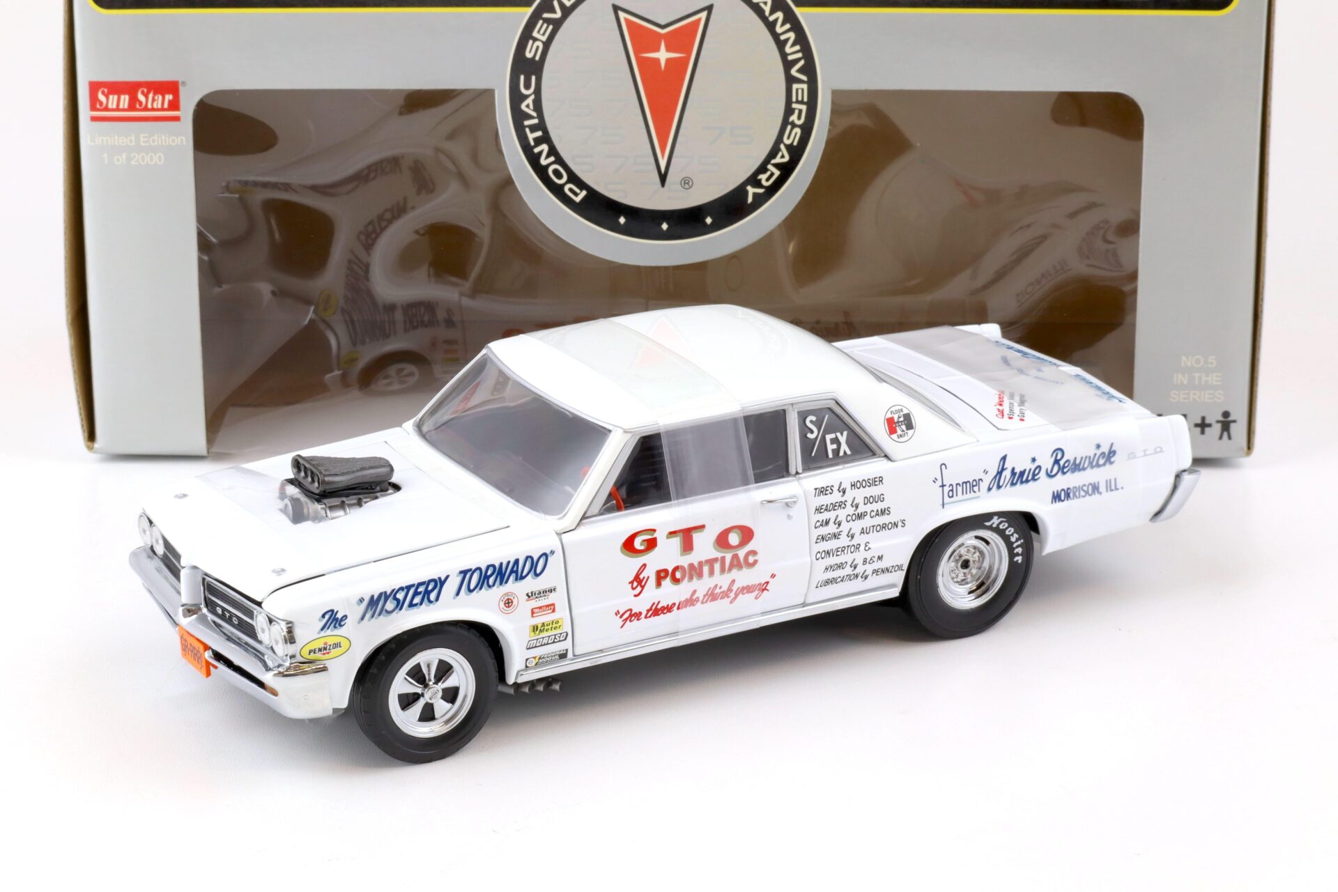 ID 75901 orig.jpg 1:18 Sun Star 1964 Pontiac GTO Arnie Farmer BESWICK Mystery Tornado white