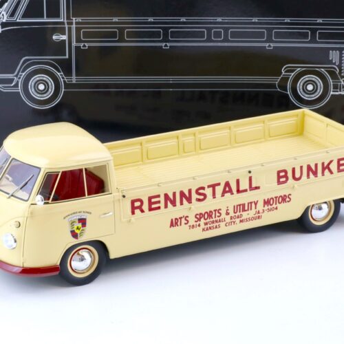 1:18 Premium ClassiXXs VW T1 Langpritsche Bunker Porsche Rennstall beige