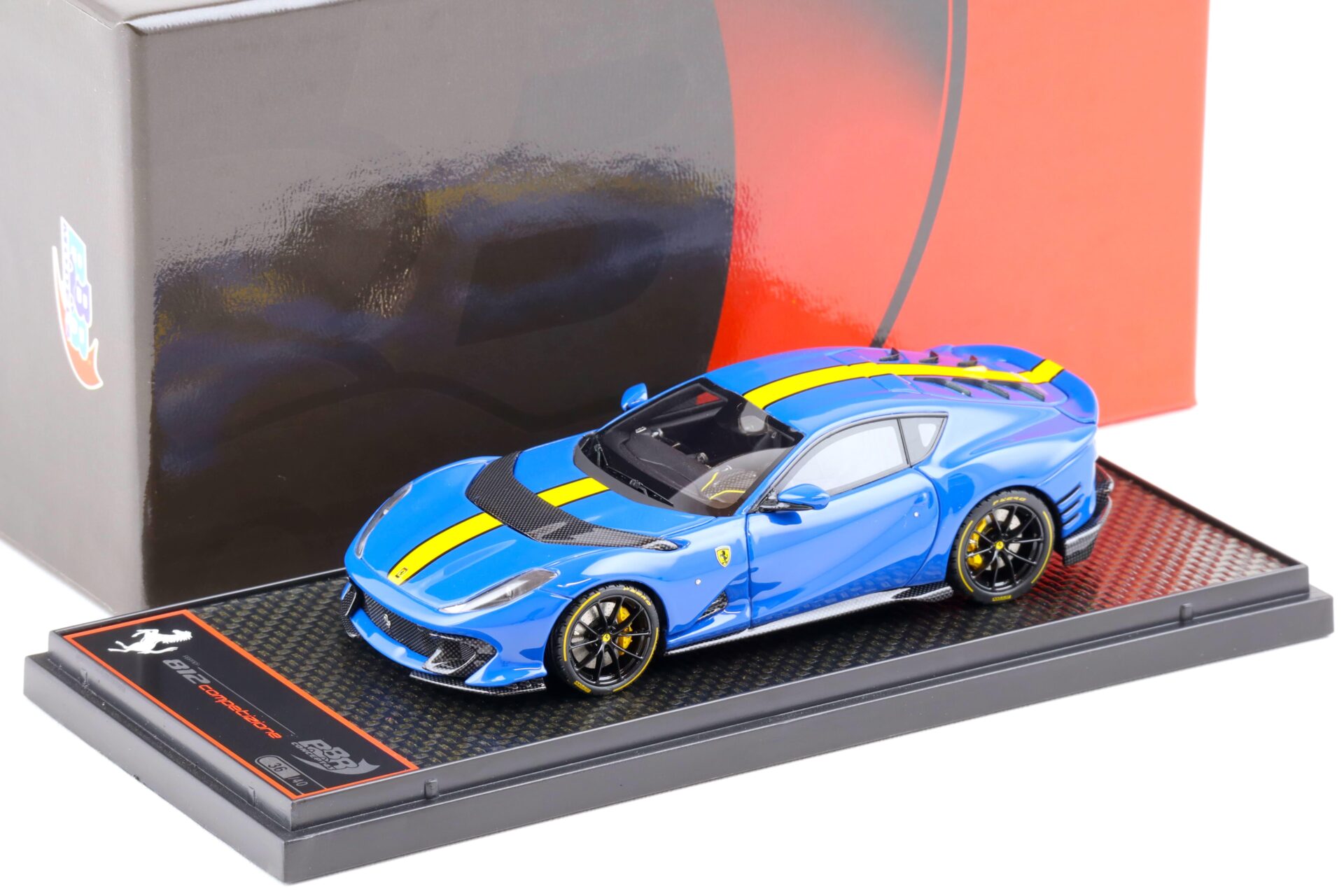 1:43 BBR Ferrari 812 Competizione 2021 Azzuro Dino/ yellow-black stripe - Limited 40 pcs.