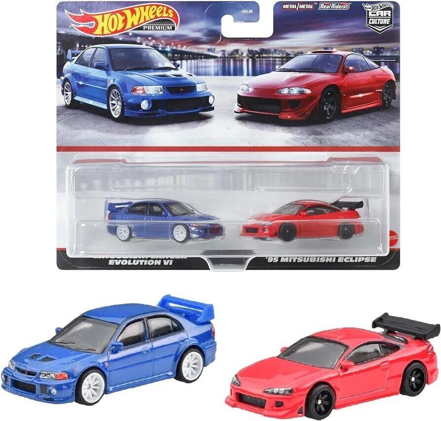 1:64 Hot Wheels 2023 Premium 2-Pack Mitsubishi Lancer Evolution VI + Mitsubishi Eclipse 979J