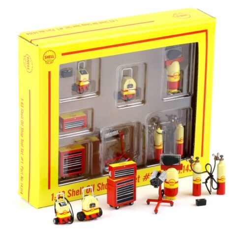1:43 GMP SHELL OIL SHOP Tool Set #1 Diorama Zubehör yellow/ red