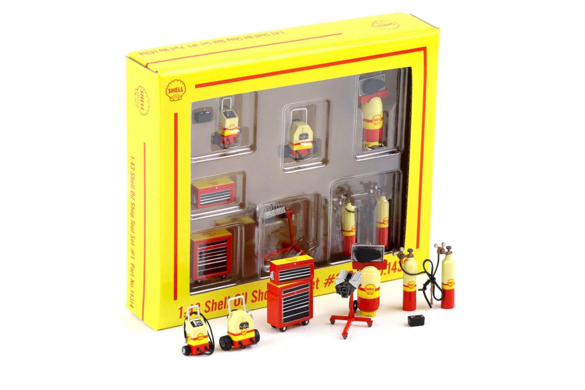 ID 84078 orig.jpg 1:43 GMP SHELL OIL SHOP Tool Set #1 Diorama Zubehör yellow/ red