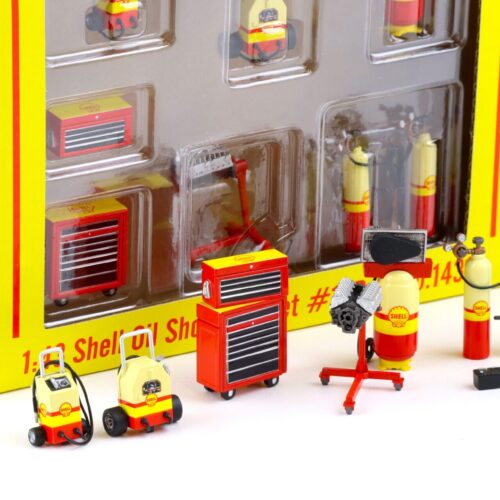 1:43 GMP SHELL OIL SHOP Tool Set #1 Diorama Zubehör yellow/ red
