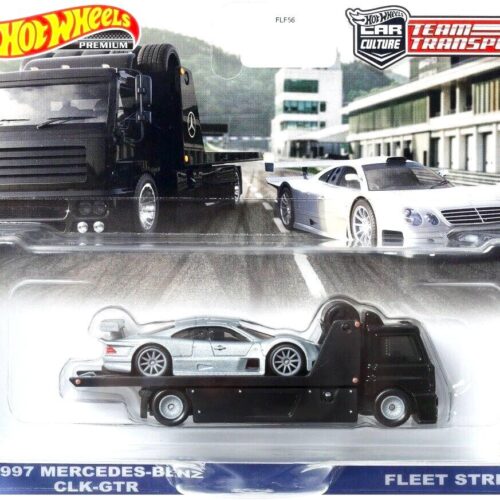 1:64 Hot Wheels Premium 2024 Team Transport 1997 Mercedes CLK GTR + Fleet Street