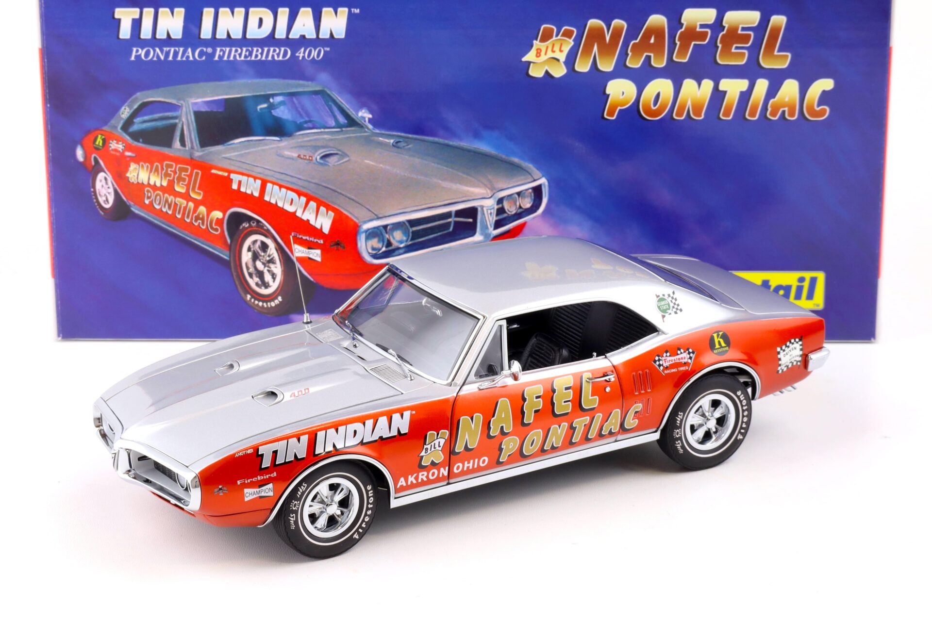 ID 86088 orig.jpg 1:18 Exact Detail Pontiac Firebird 400 Tin Indian Knafel Pontiac red/ silver WCC401