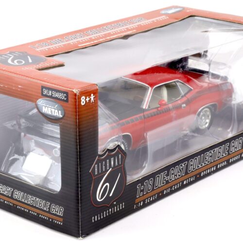 1:18 Highway61 Plymouth Cuda AAR Coupe 1970 red/ white interior 50468SC - Image 4