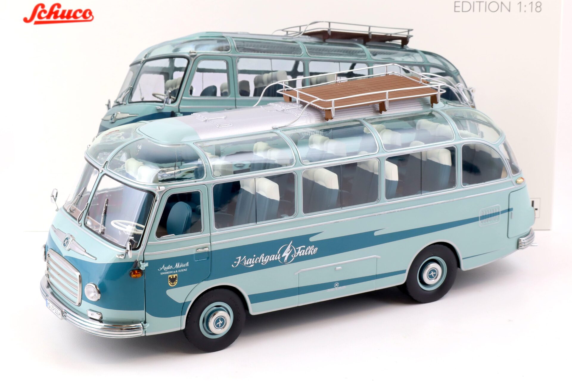 ID 87120 orig.jpg 1:18 Schuco Setra S6 Reisebus "Kraichgau Falke" 1956 blue 450034900