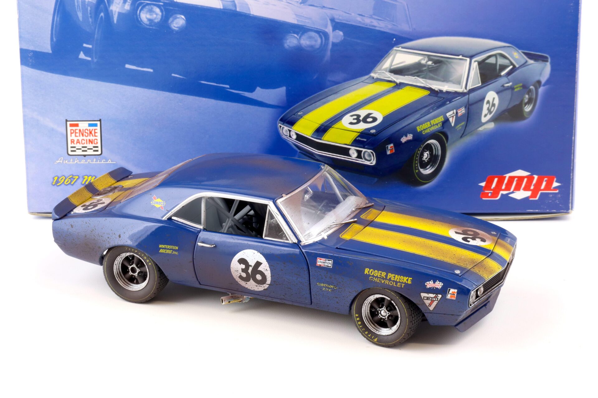 1:18 GMP 1967 Chevrolet Camaro Z28 Penske Mark Donohue #36 DIRTY VERSION