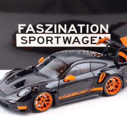 1:18 Minichamps Porsche 911 (992) GT3 RS Weissach Package 2023 black/ orange - Image 1