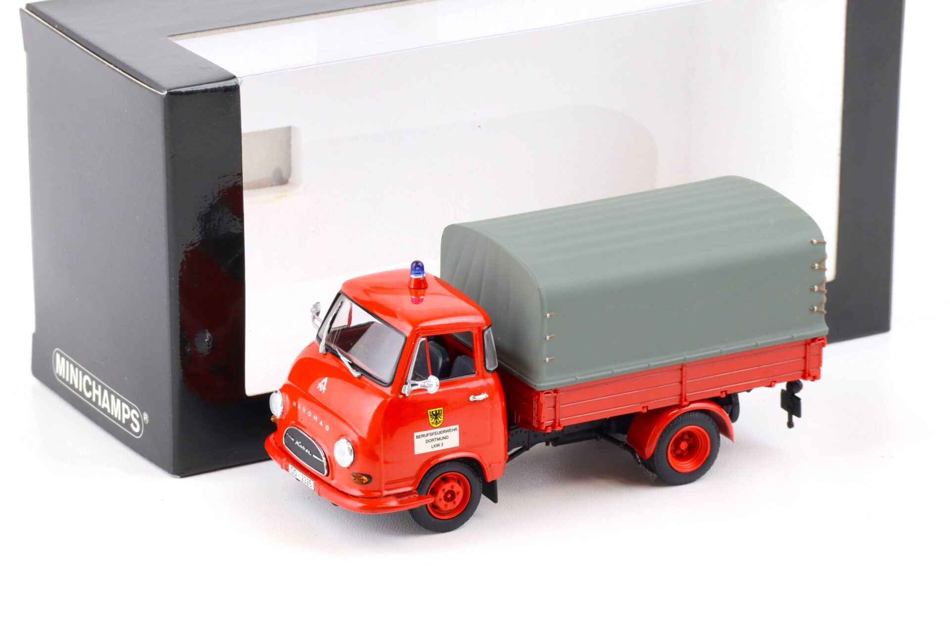 ID 87917 orig.jpg 1:43 Minichamps Hanomag Kurier Pritschenwagen Feuerwehr Dortmund red