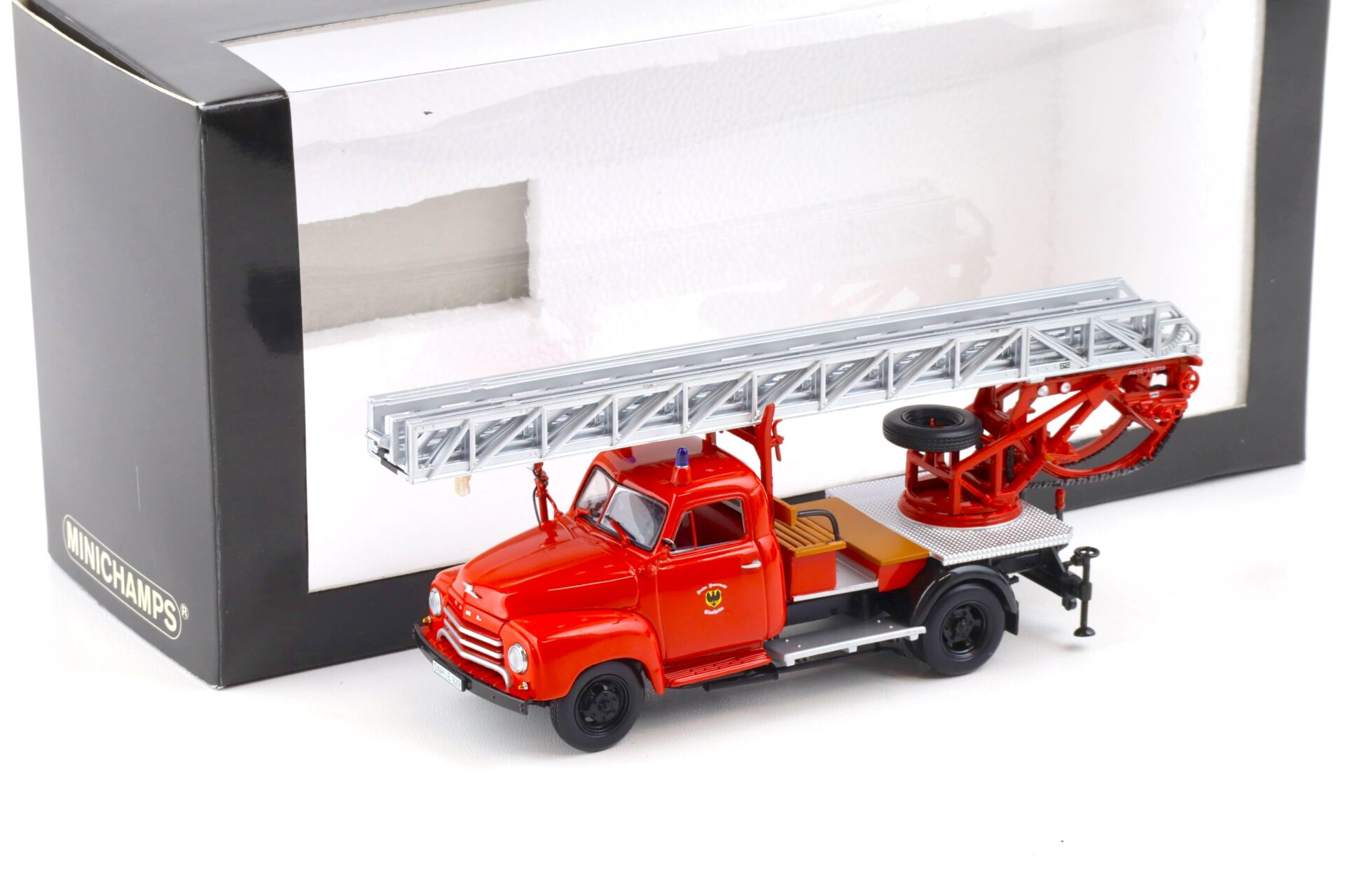 ID 87920 orig.jpg 1:43 Minichamps Opel Blitz 1,75t Drehleiter DL18 FEUERWEHR Sinsheim red