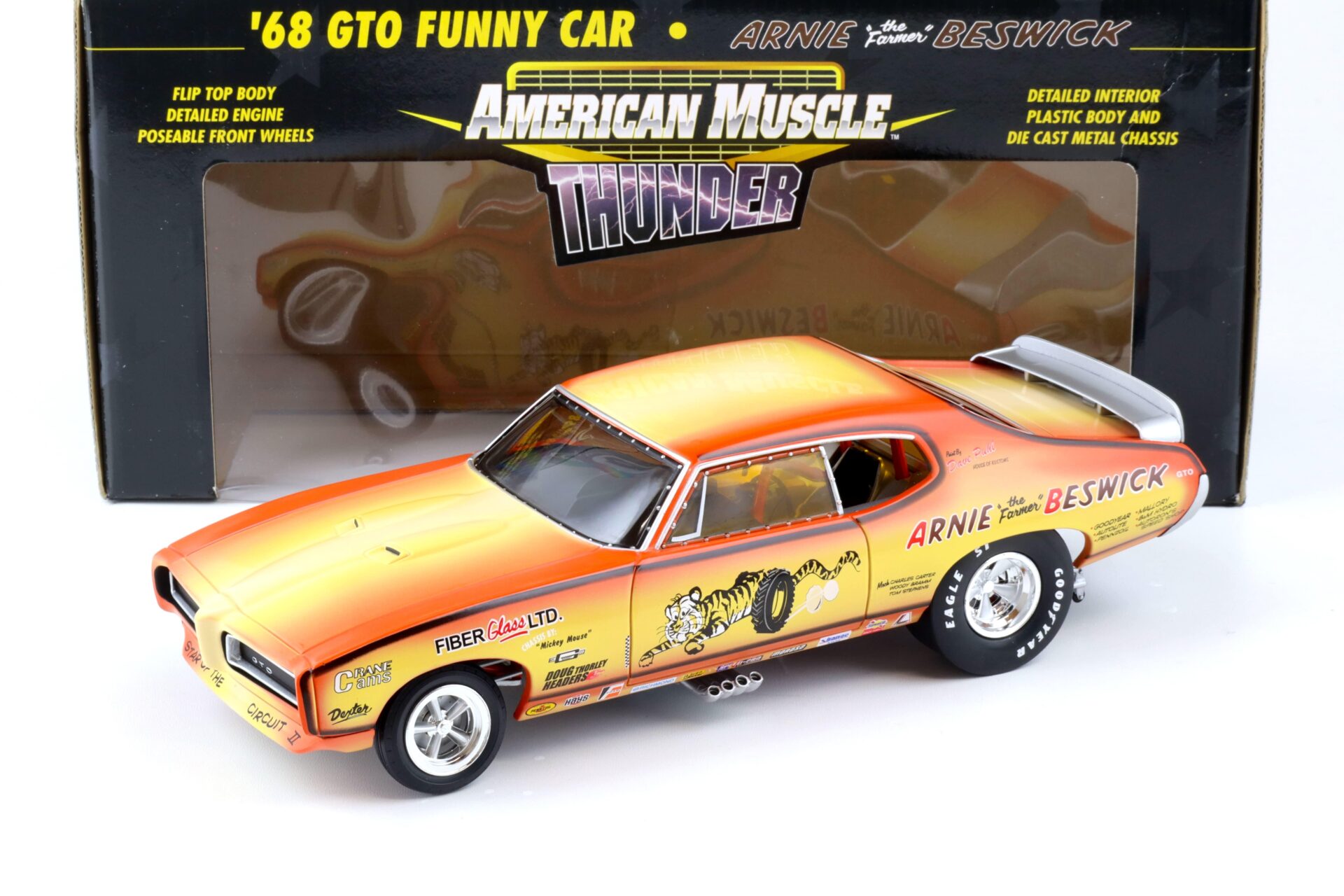 ID 89160 orig.jpg 1:18 ERTL 1968 Pontiac GTO Funny Car Arnie Beswick the Farmer orange/ yellow