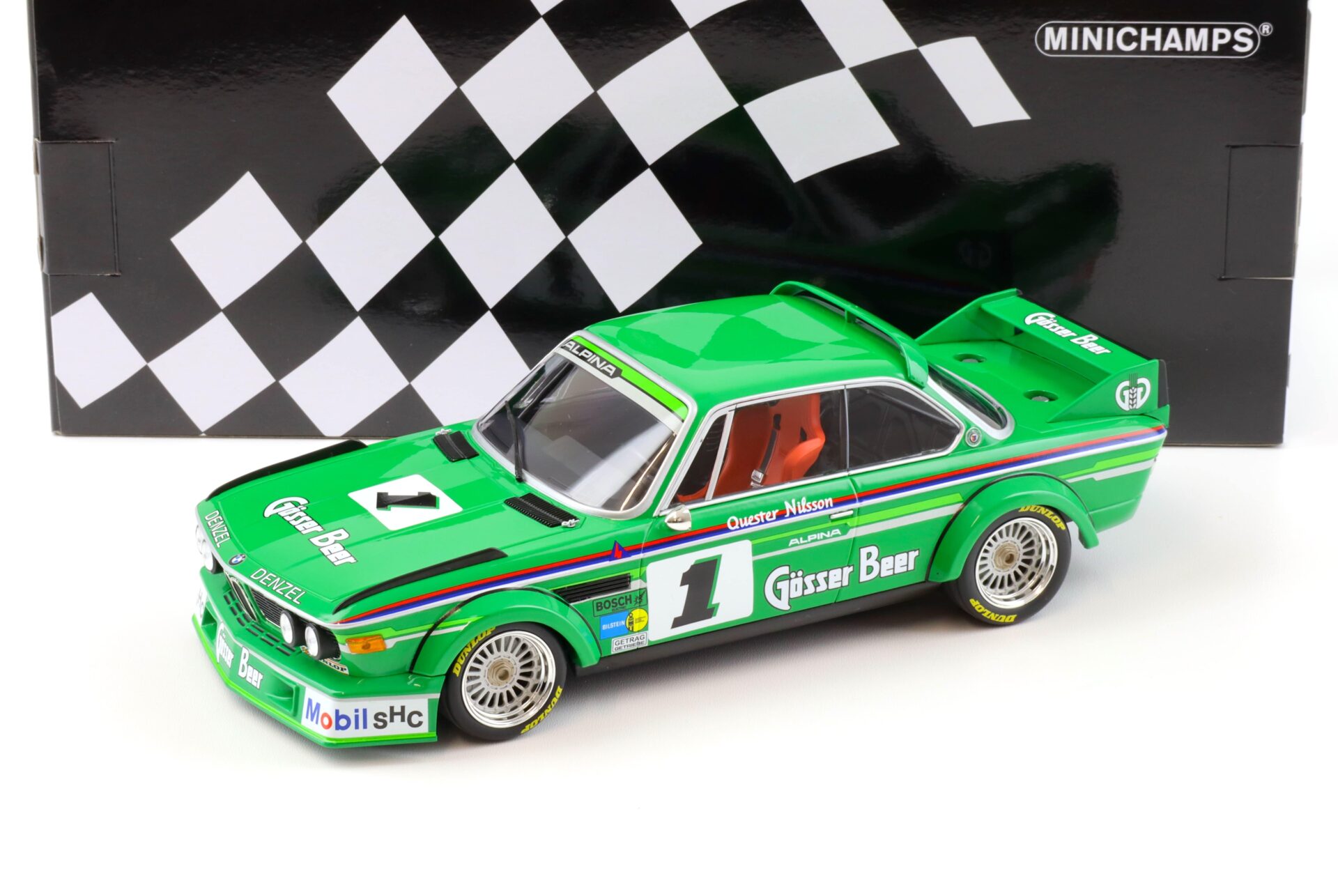 1:18 Minichamps BMW 3.0 CSL Alpina #1 Gösser Winners GP Nürburgring 1977 Nilsson/ Quester