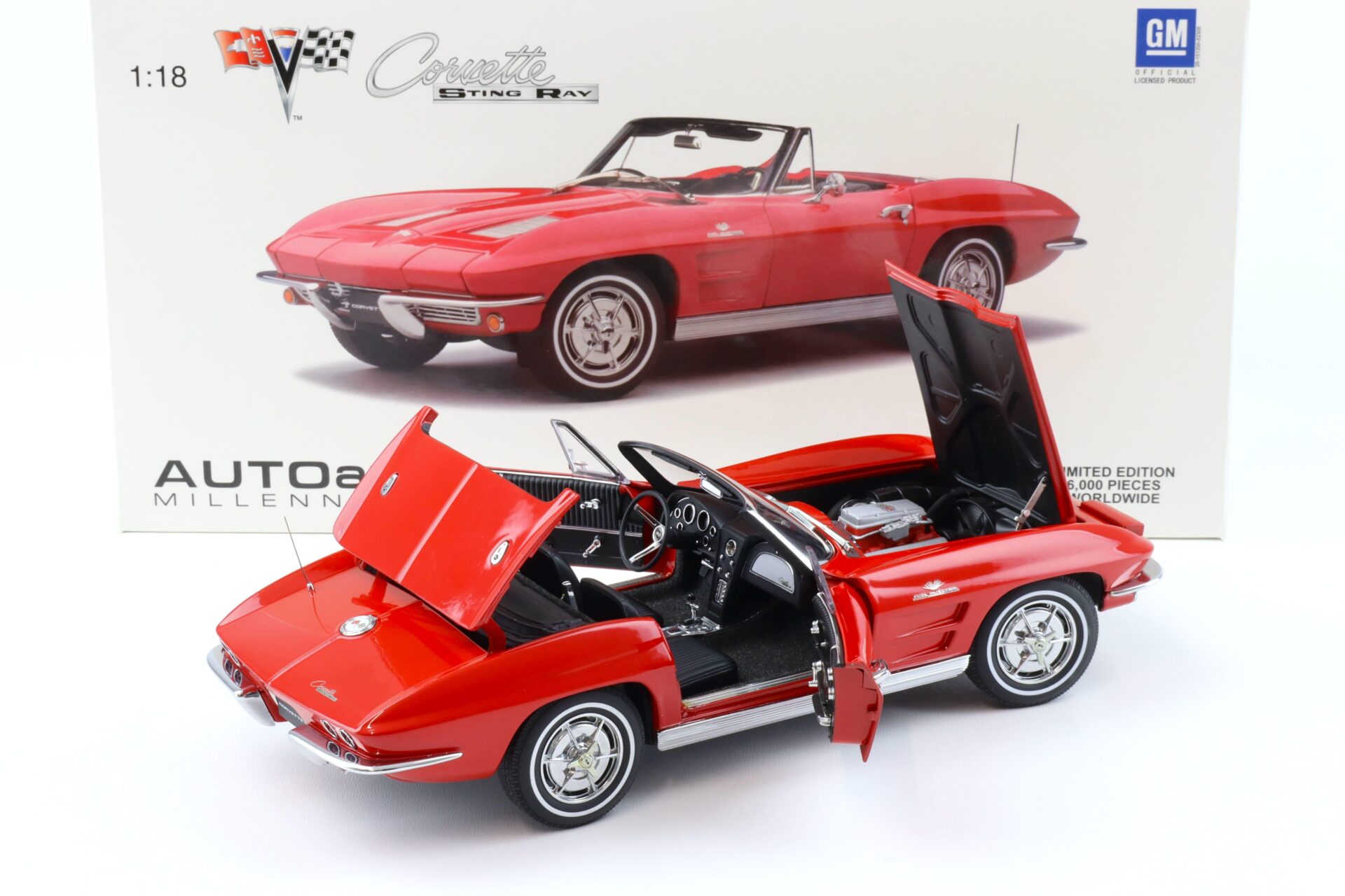 1:18 AUTOart Chevrolet Corvette 1963 Convertible C2 Riverside red 71191