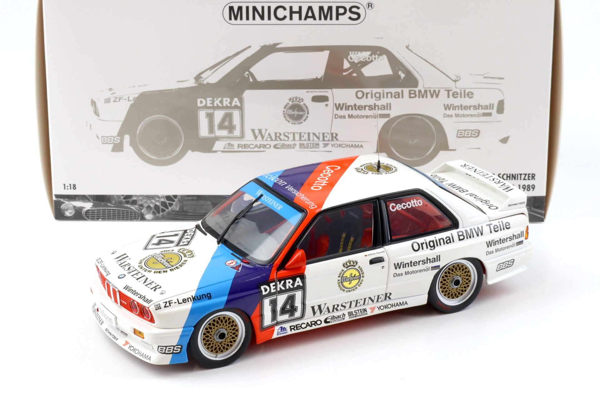 1:18 Minichamps BMW M3 E30 DTM M-Team Schnitzer #14 J.Cecotto DTM 1989