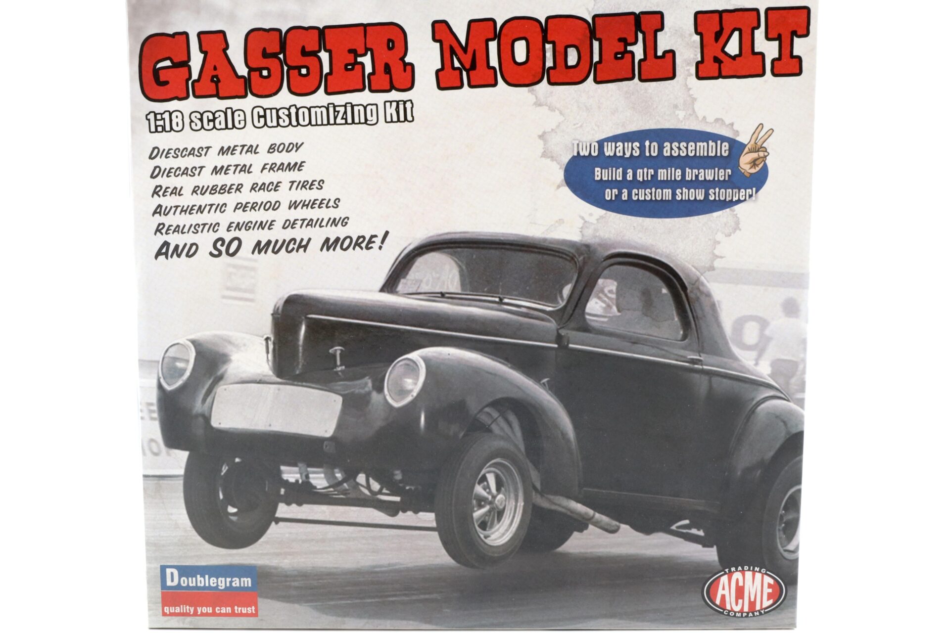 ID 92788 orig.jpg 1:18 ACME 1940 Willys Gasser Metal Model Kit with blown engine KIT/ BAUSATZ