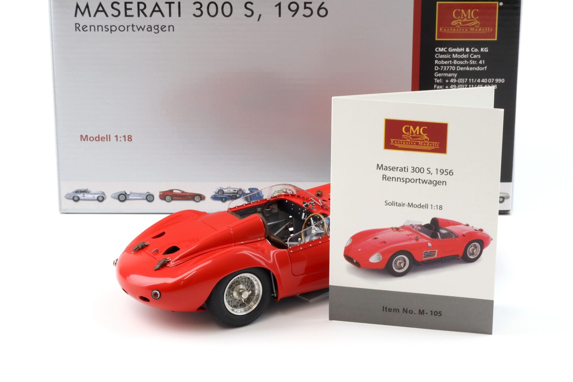1:18 CMC Maserati 300S Rennsportwagen 1956 red M-105 – Premium