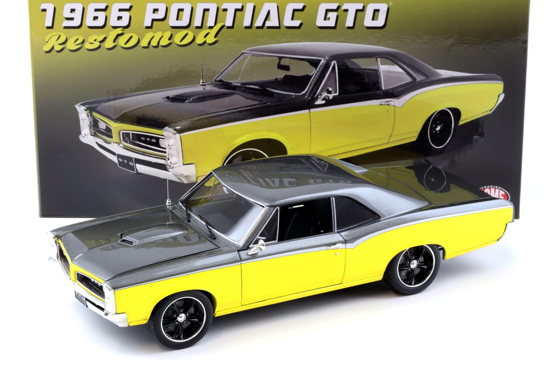 ID 93347 orig.jpg 1:18 ACME 1966 Pontiac GTO Restomod yellow/ grey metallic A1801219