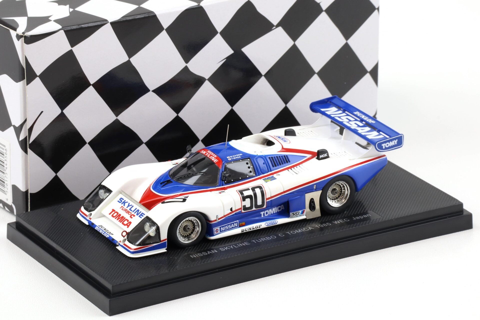 ID 94233 orig.jpg 1:43 Ebbro Nissan Skyline Turbo C Tomica 1985 WEC Japan #50 Hasemi/ Wada