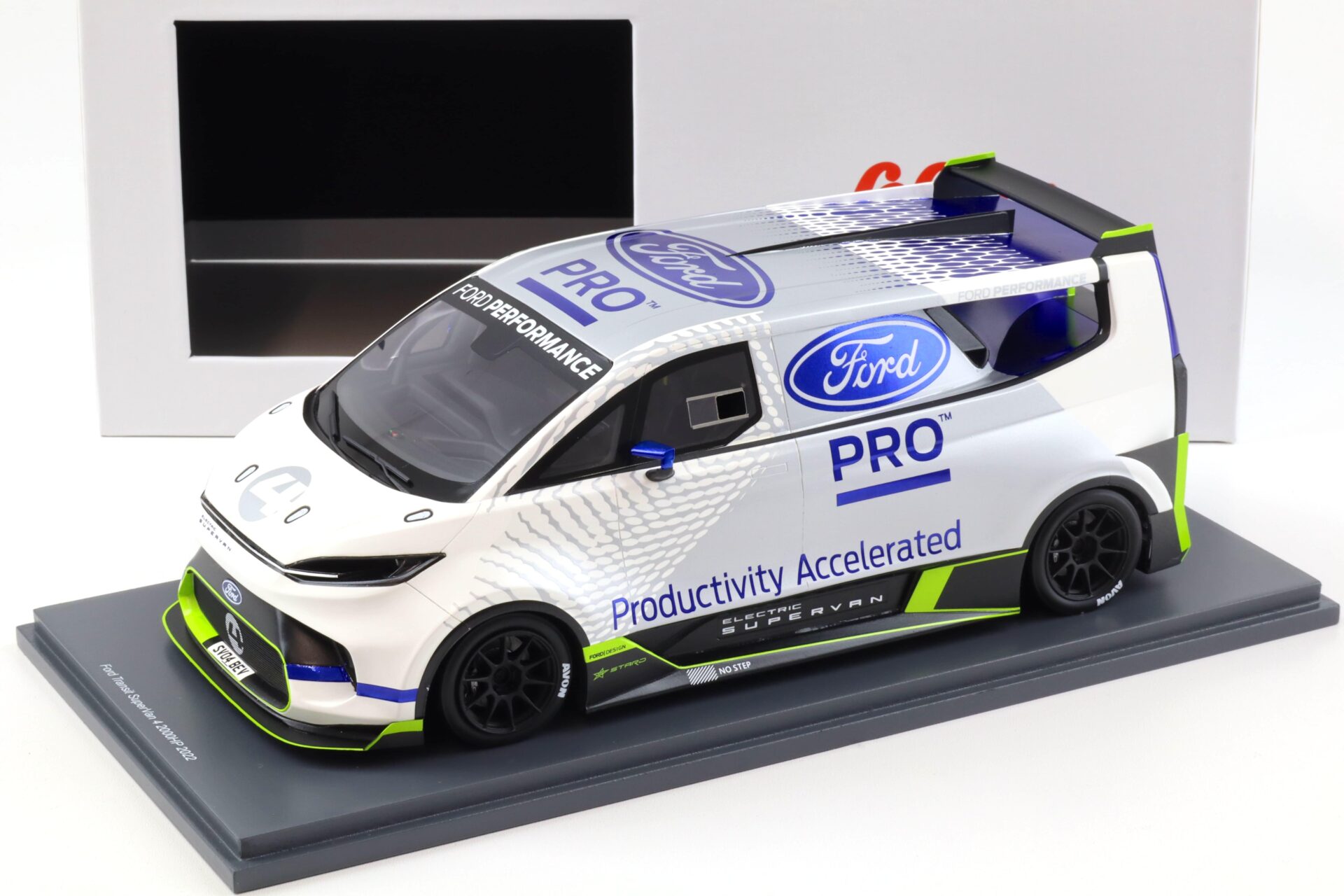 ID 94301 orig.jpg 1:18 Schuco PRO.R18 Ford Transit SuperVan 4 - 2000 HP 2022 white/ grey