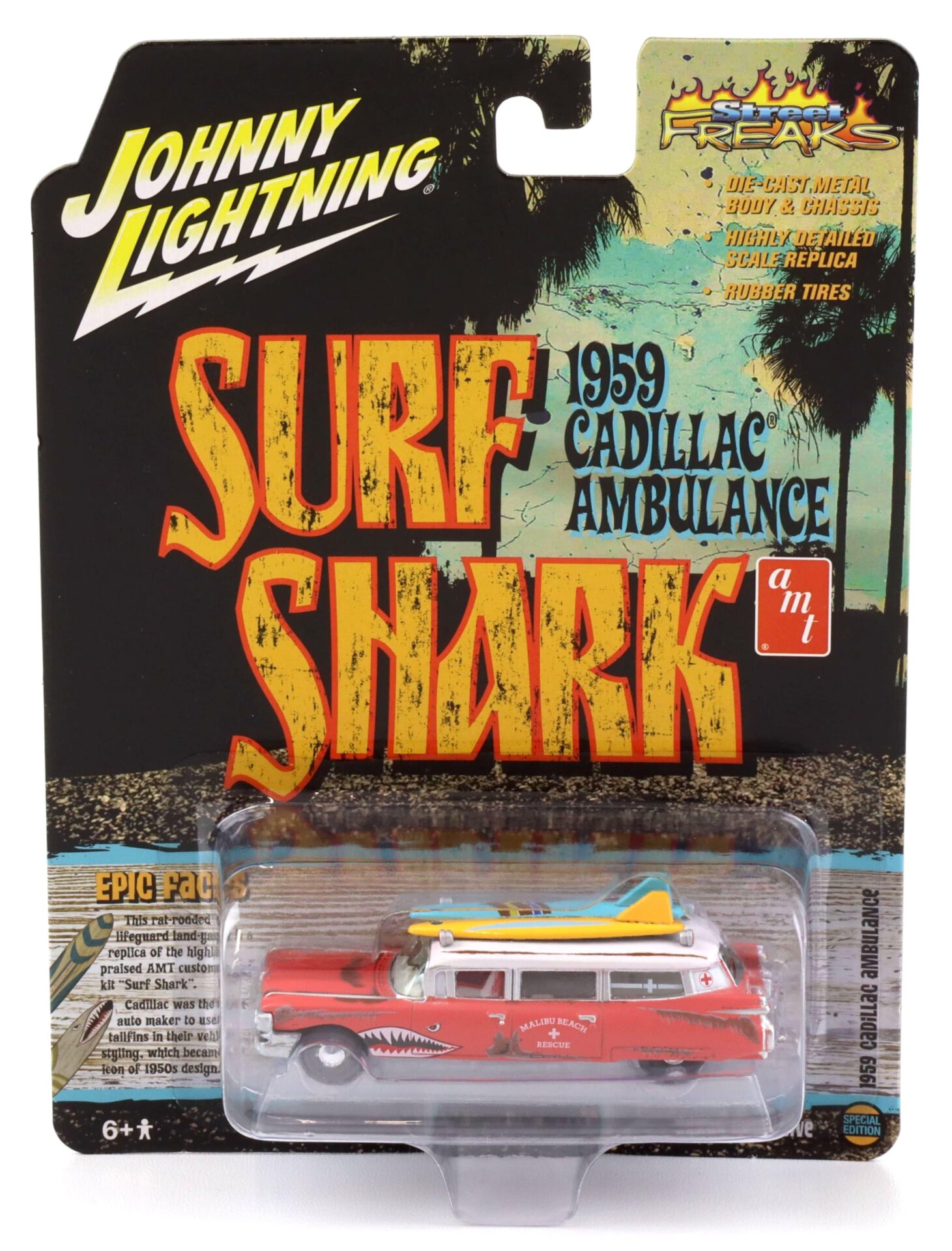 ID 95149 orig.jpg 1:64 Johnny Lightning 1959 Cadillac Eldorado Ambulance SURF SHARK red/ white rusty