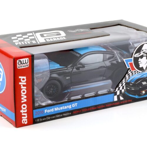 1:18 Auto World 2016 Ford Mustang GT 5.0 Coupe Petty´s Garage black/ blue