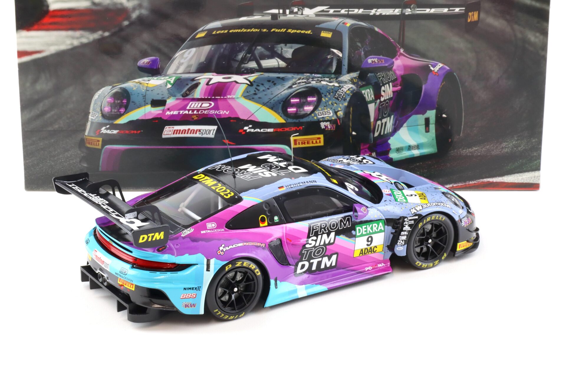 1:18 IXO Porsche 911 992 GT3 R #9 DTM 2023 Tim Heinemann From Sim