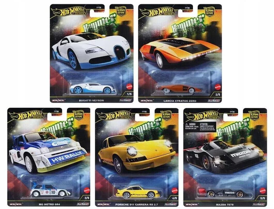 1:64 Hot Wheels Premium 2024 Hammer Drop SET 5 pcs. Mazda, Bugatti 976F
