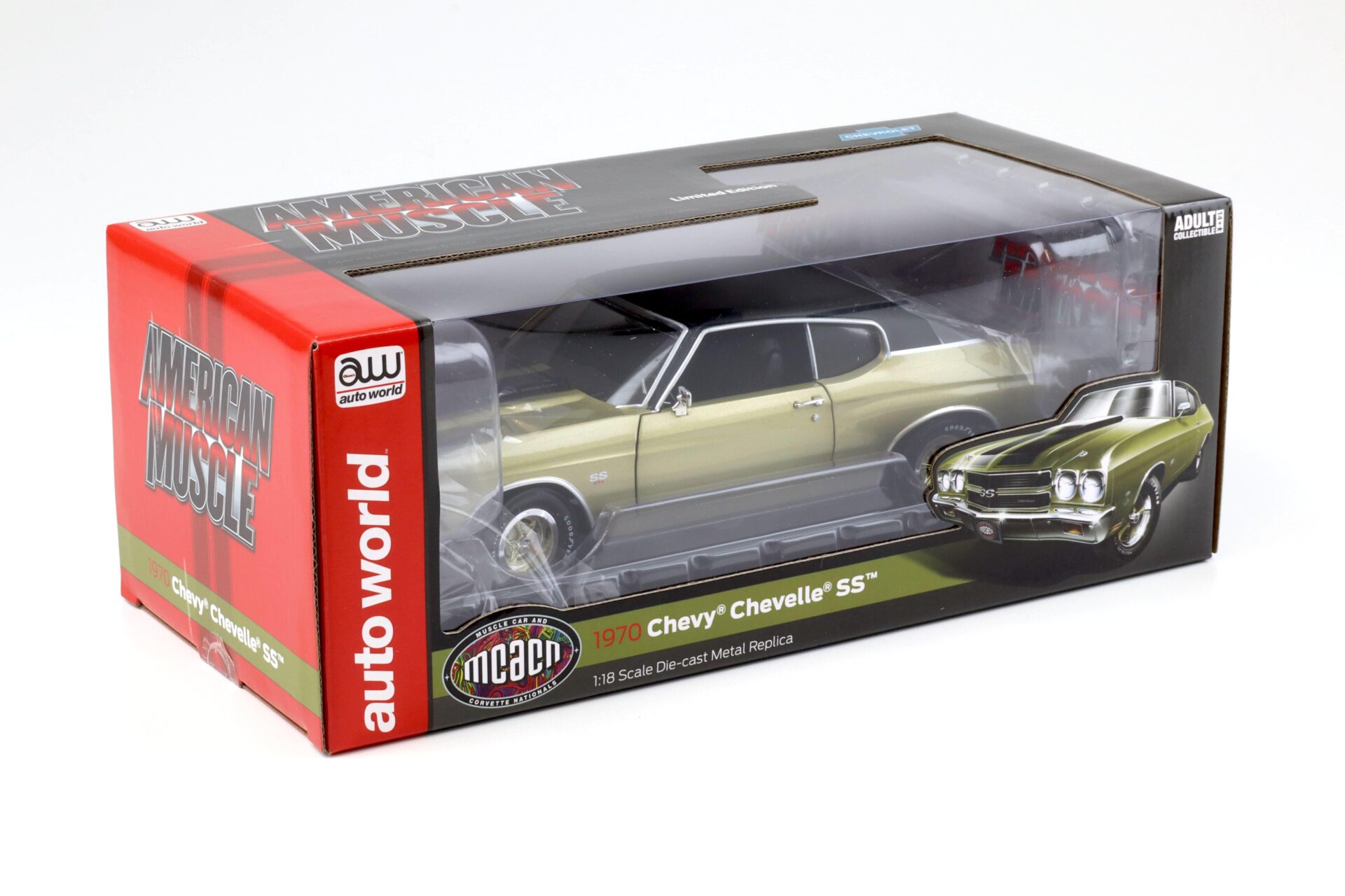 1:18 Auto World 1970 Chevrolet Chevelle SS Coupe MCACN Centenniel Gold/ black roof