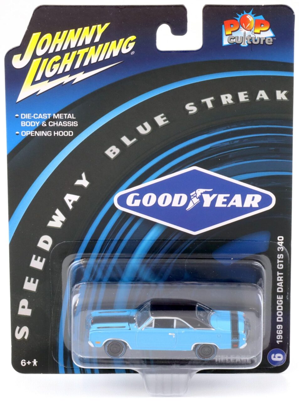 1:64 Johnny Lightning Pop Culture 1969 Dodge Dart GTS 340 Goodyear blue/black