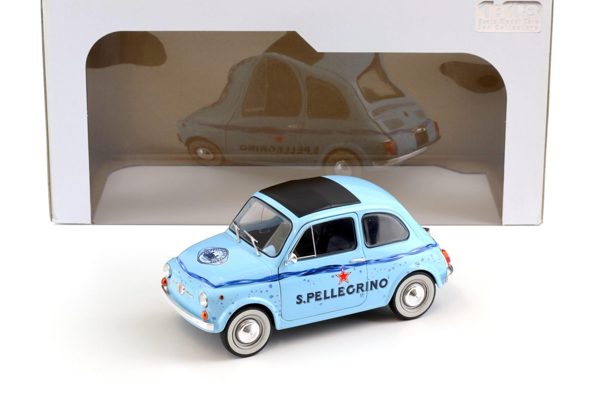 ID 99038 orig.jpg 1:18 Solido Fiat 500 San Pellegrino blue