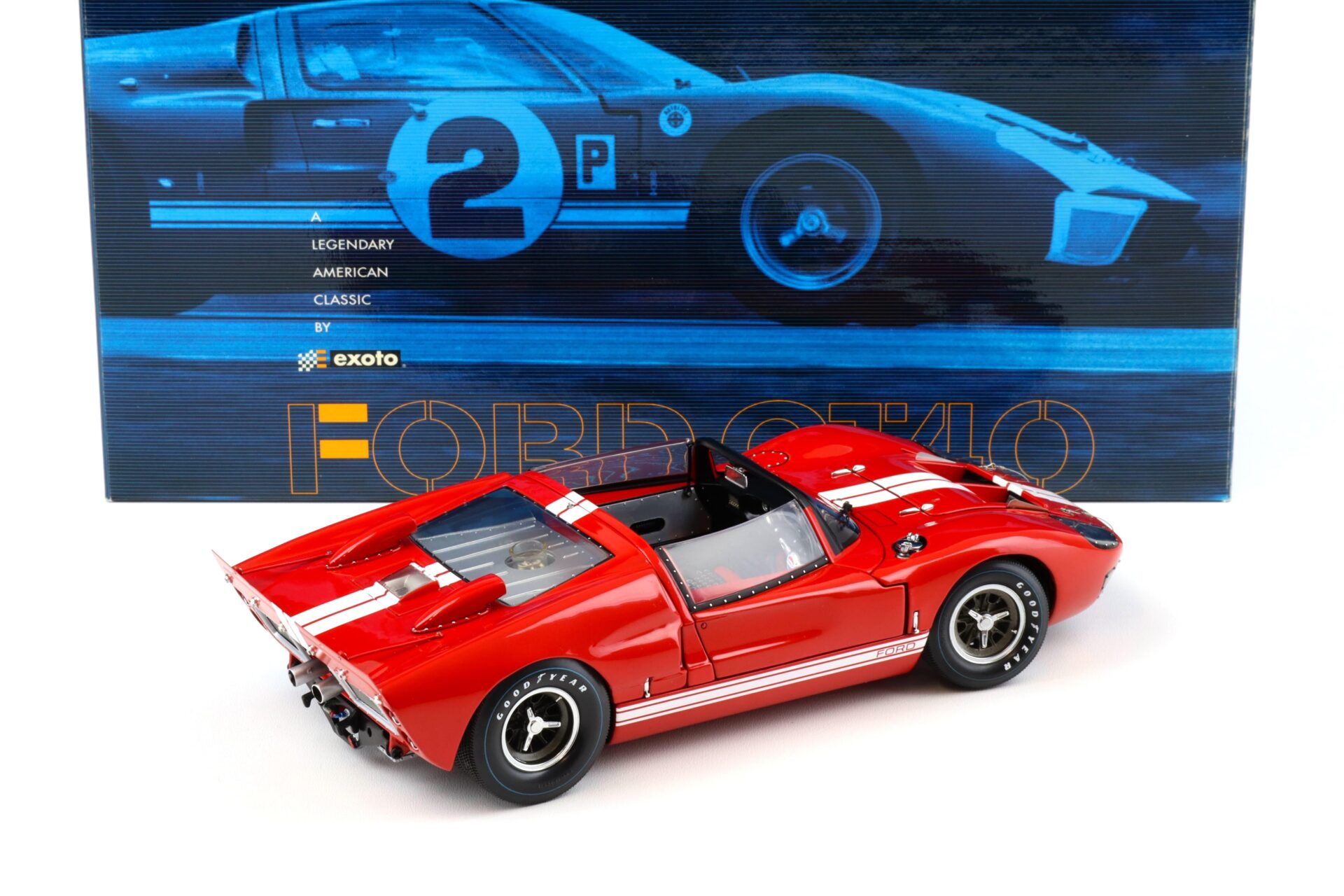 美品 EXOTO 1/18 FordGT40 Mk.II 1966 #7 元箱付 1:18 Exoto Ford GT40 MKII Roadster 1966 red/ white stripes