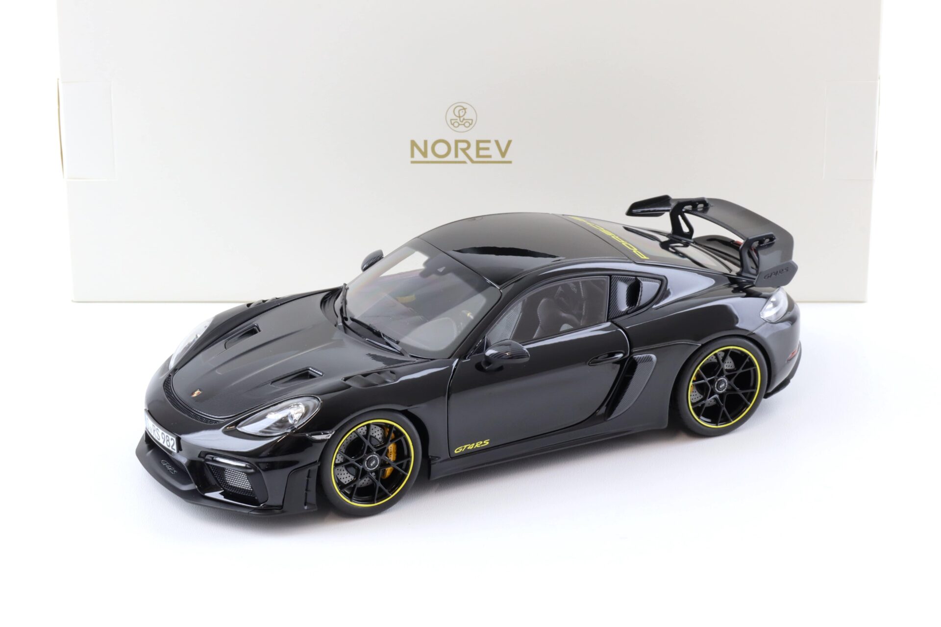 ID 99815 orig 1.jpg 1:18 Norev Porsche Cayman GT4 RS Weissach Package 2023 black - Limited 300 pcs.