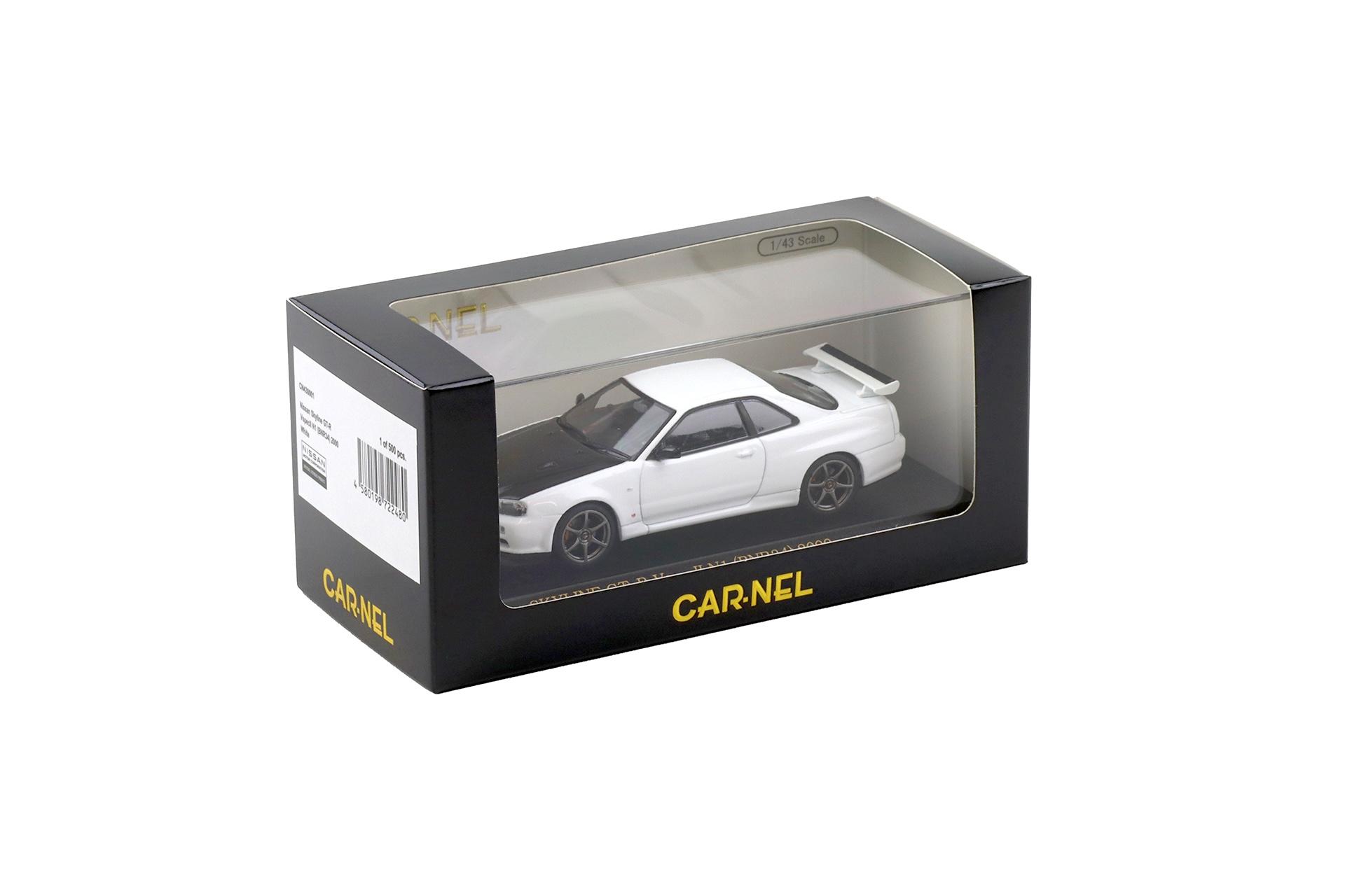 1:43 CAR-NEL by Kyosho Nissan Skyline GT-R (R34) V-SPEC N1 2000 white/ Carbon