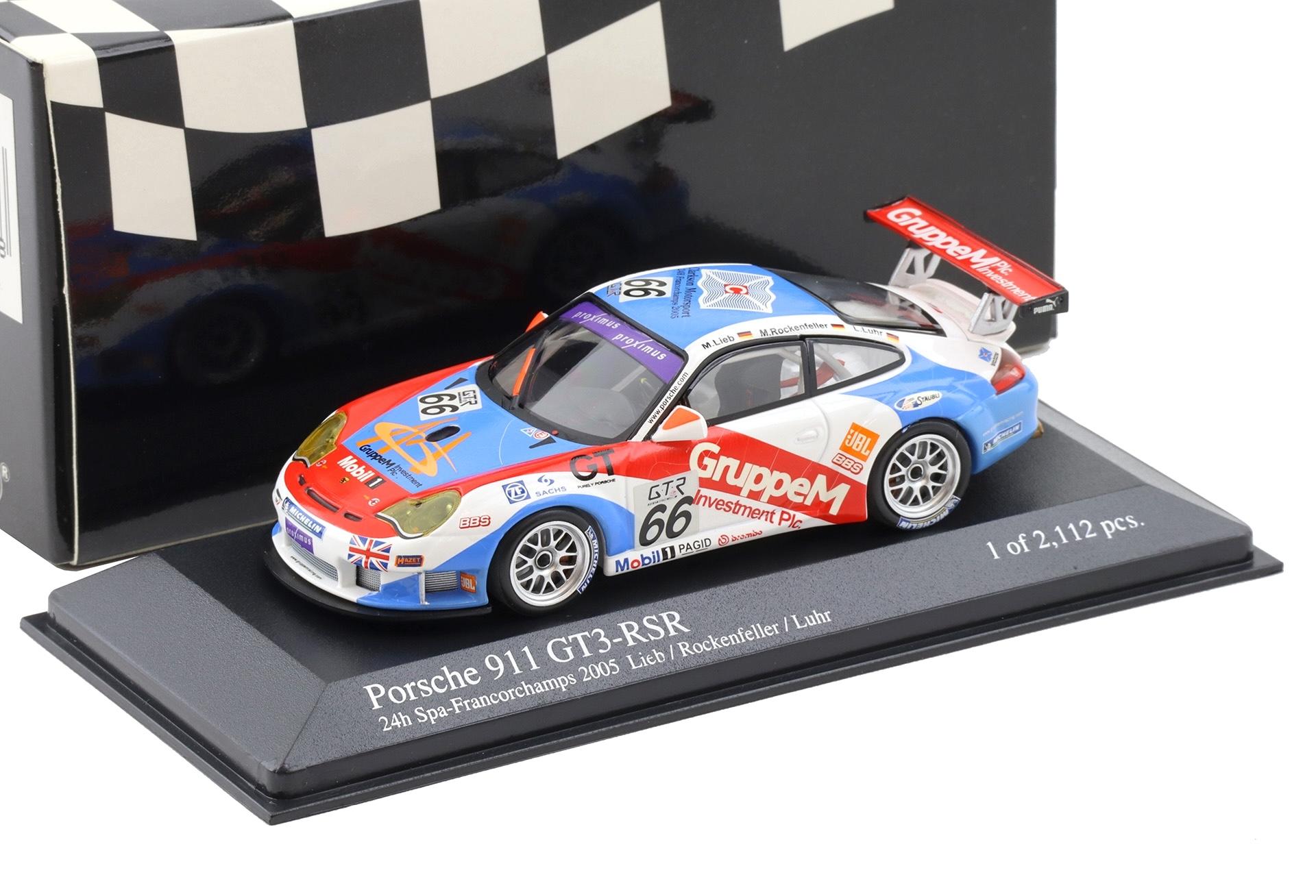 1:43 Minichamps Porsche 911 996 GT3 RSR 24h SPA 2005 GT2 Class Winners #66