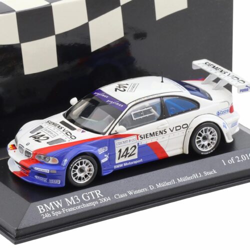 1:43 Minichamps BMW M3 E46 GTR 24h SPA 2004 Class Winners #142 Stuck/ Müller