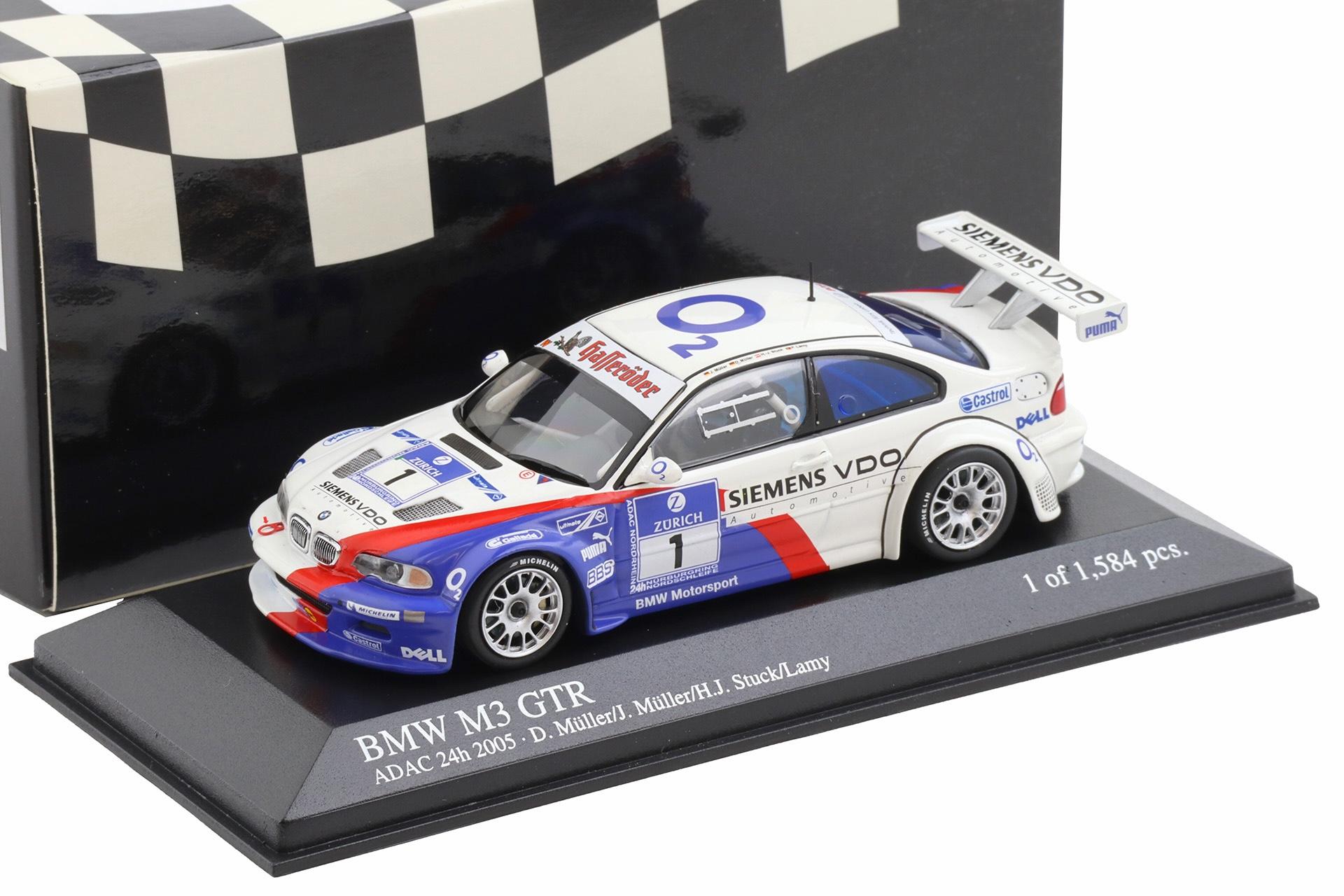 1:43 Minichamps BMW M3 E46 GTR ADAC 24h 2005 #1 Müller/ Stuck/ Lamy