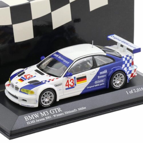 1:43 Minichamps BMW M3 E46 GTR ELMS Jarama 2001 Winners Ekblom/ Müller #43