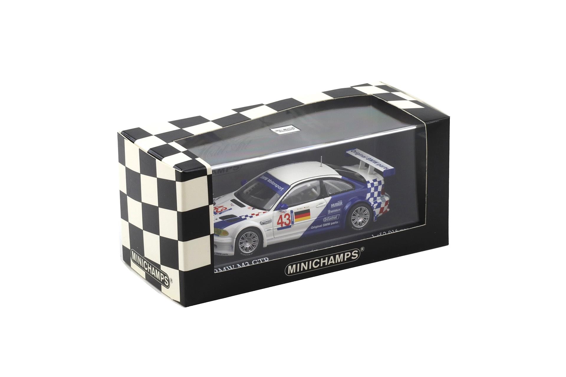 1:43 Minichamps BMW M3 E46 GTR ELMS Jarama 2001 Winners Ekblom/ Müller #43