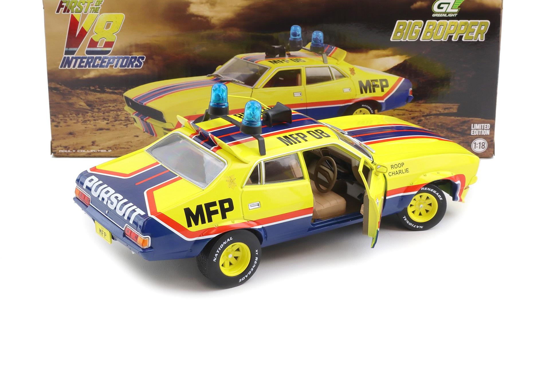 1:18 Greenlight Ford Falcon XB V8 Interceptors Mad Max Big Bopper 1974 Police Pursuit