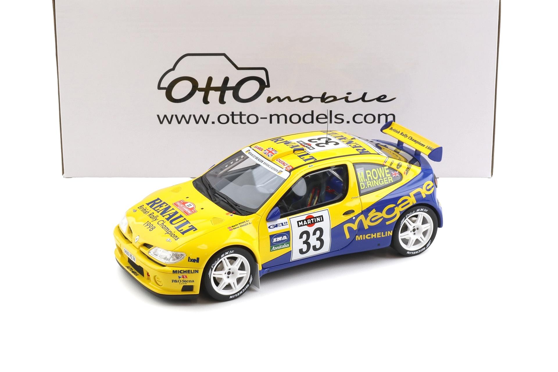 1:18 OTTO mobile OT1195 Renault Megane Maxi Rally San Remo 1998 M.Rowe #33
