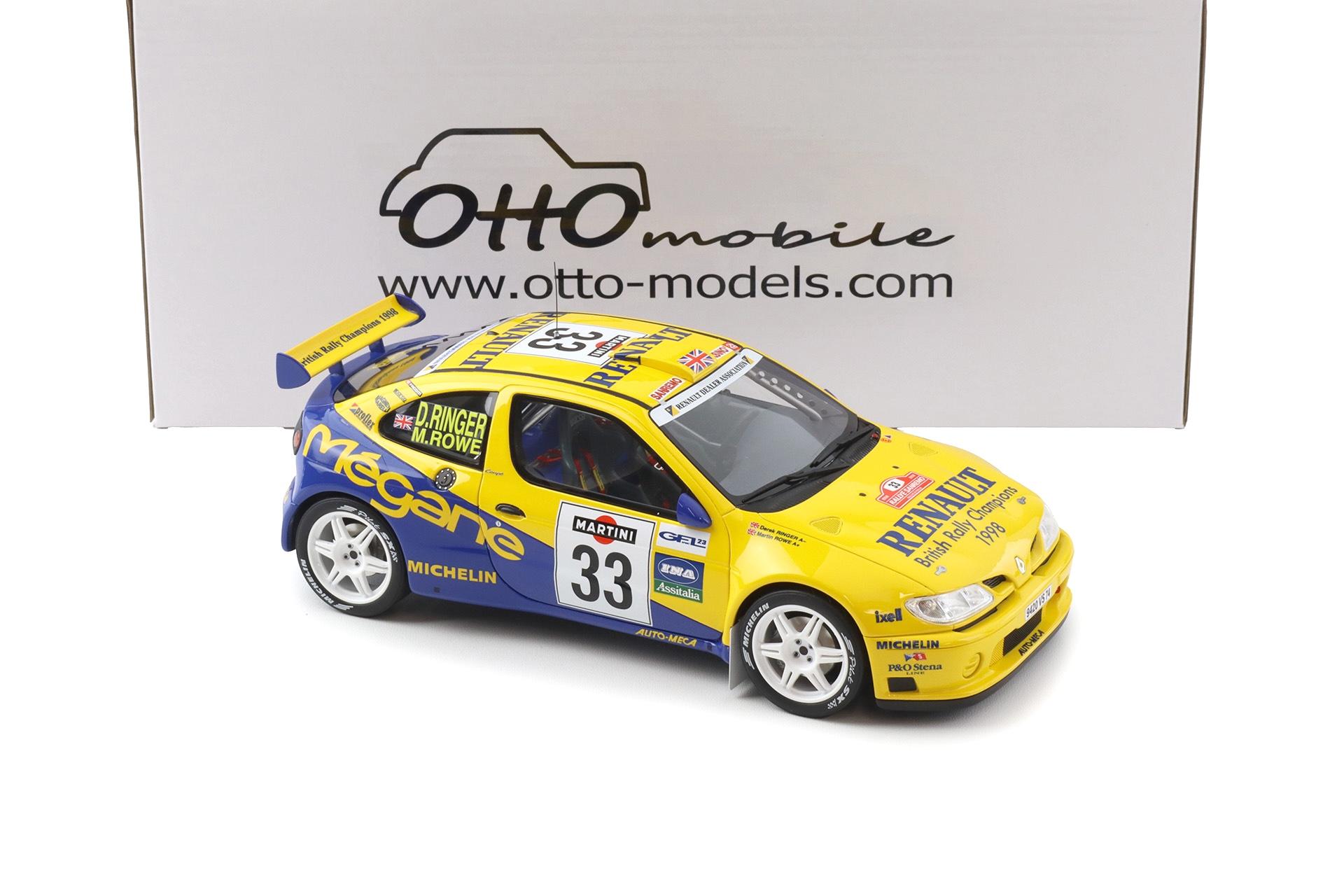 1:18 OTTO mobile OT1195 Renault Megane Maxi Rally San Remo 1998 M.Rowe #33