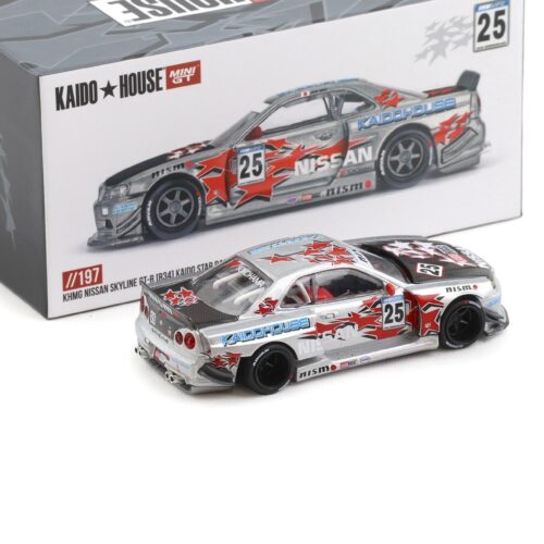 1:64 TSM Mini GT Kaido House Nissan Skyline GT-R R34 Kaido Star Racing V1 silver