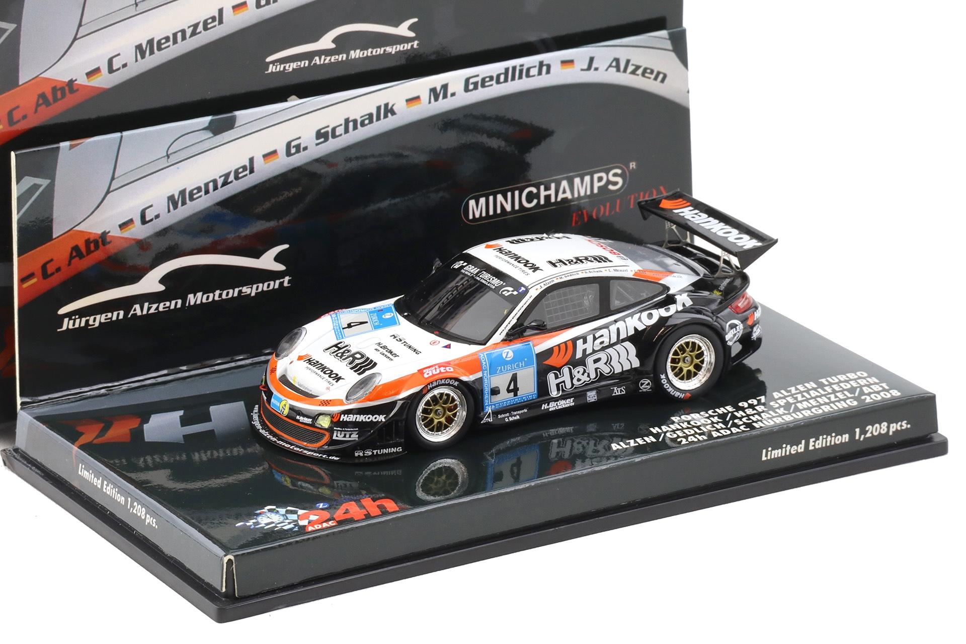 1:43 Minichamps Porsche 911 997 Alzen Turbo Hankook 24h Nürburgring 2008